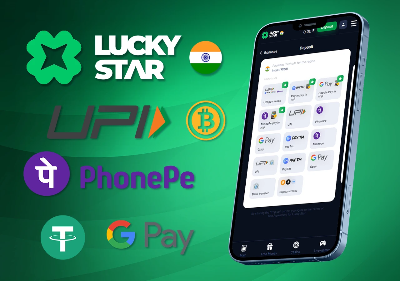 List of available payment methods for deposits and withdrawals